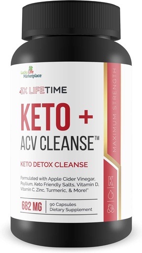 [BRSRMCT5CB7QMHLG] 3X Lifetime Keto + ACV Cleanse - Keto Detox Cleanse pour le nettoyage complet du corps - 90 jours d'approvisionnement - aider à réduire le bloat Belly avec/Psyllium Support digestif - promouvoir l'énergie et la focalisation - Keto Detox Cleanser