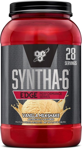 [BRSWKFQQPMDRE33M] BSN SYNTHA-6 Edge Protein Powder, Vanilla Protein Powder with Hydrolyzed Whee, Micellar Casein, Milk Protein Isolate, Low Cugar, 24g Protein, Vanilla Milkshake, 28 Servings