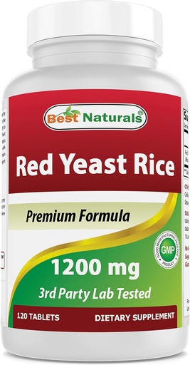 [BRSWKFD5OR4BSCDC] Best Naturals Red Yeast Rice 1200 מ"ג (Non-GMO) 120 טבליות - Non Irradiated, Citrinin Free