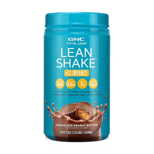 [BRSWGHA2OAPQGC3P] GNC Total Lean Shake Lean + Slimvance Cafeina gratuit - unt de arahide de ciocolată (20 serviri)