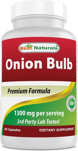[BRSRMGAECEPQKEQY] Best Naturals Onion Dried Bulb 1300mg per Serving - 60 Capsules - Also Called (Allium Cepa)