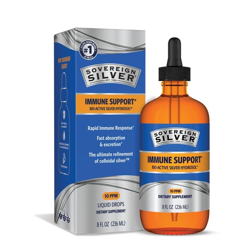 [BRSWICQYAV6AOALY] Sovereign Silver Immune Support - Colloidal Silver, Bio-Active Silver Hydrosol, 10 ppm, Liquid Dropper, 8 Fl Oz, (236 mL)
