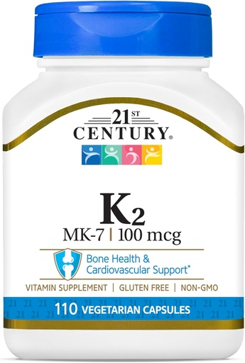 [BRSW2CAPPJ6QY3DH] 21st Century Healthcare Vitamin K2 (MK-7) 100 mg Vegetarian Capsules, 110 Count
