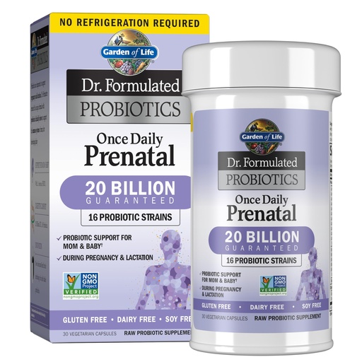[BRSWKHQ6OEGQ43DM] Garden of Life Dr. Formulated Probiotics Once Daily Prenatal - Acidophilus and Bifidobacteria Probiotic Support for Mom and Baby – Shelf Stable - Gluten, Dairy, and Soy-Free - 30 Vegetarian Capsules