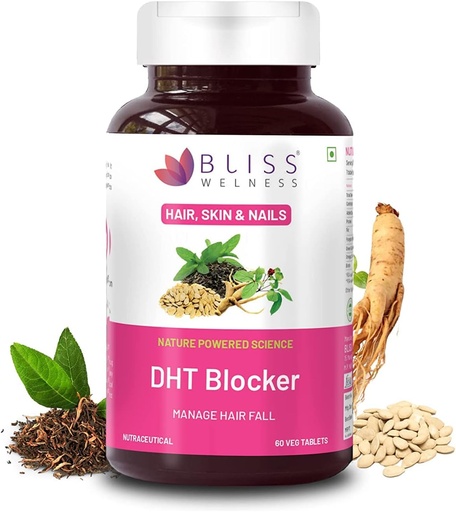 [BRSROEA3BV5BGHTB] Sheltr DHT Blocker with Biotin, Pumpkin Seed, Green Tea Extract, Omega 3, Ginseng Extract, Vitamin C,E, B6, Helps Reduce Hair Fall, Stimulates Hair Growth Supplement for Men & Women - 60 Tablets
