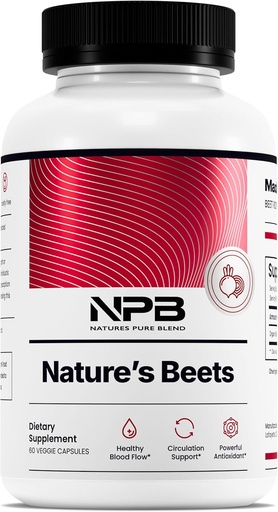 [BRSW2ZL5PN7WCHTP] Nature's Pure Blend Organic Beet Root Powder Capsules – Beet Root Capsules & Beets Supplements for Circulation – L Arginine – Nitric Oxide Supplements – 1500MG