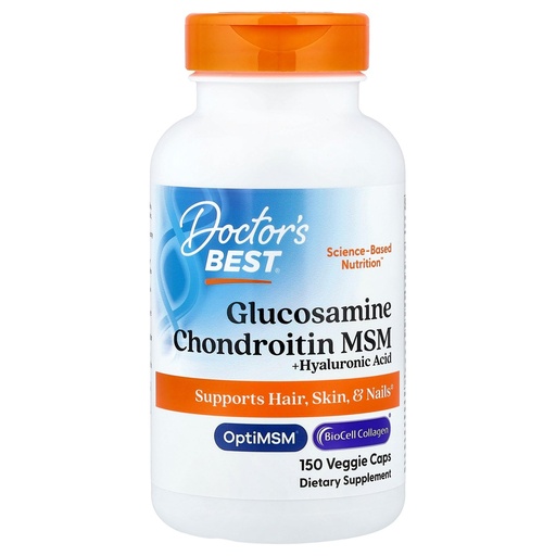 [BRSWIZA4A4HAMGD6] Doctor's Best Glucosamine Chondroitin MSM + Hyaluronic Acid with OptiMSM Featuring Biocell Collagen, Joint Support, Non-GMO, Gluten & Soy Free, 150 Caps