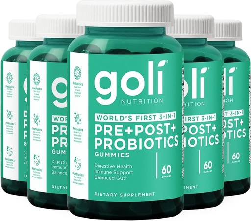 [BRSRMCDYOQCGKA3X] Goli Nutritional Supplement, Pré+Post+Probióticos Gummy - Contagem de 300 - Primeiro Mundial 3-em-1 Gluten-Free, Vegan, Não-GMO, e Gelatina-Free.