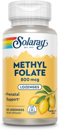 [BRSWGZYTCUHGCG37] SOLARAY Methyl Fothlate 800 mcg - 470 mcg Folic acid - 5-MTHF Prefactphnates - tự nhiên chanh Flavor - Phòng thí nghiệm Verified - 60- days bảo đảm - 60 phục vụ, 60 Lozenges