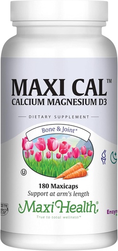 [BRSWIYQACEDW2F3G] Calcium 1000 mg tillæg med vitamin D3 (1000 IE) og magnesium (500 mg) - Knogler, tænder og fælles støtte til mænd og kvinder - 180 kapsler - Maxi Cal ved Maxi Health
