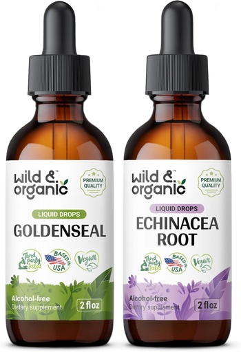 [BRSRAFL3OAPAYCL3] Wild & Organic Goldenseal Tincture 2 fl oz & Echinacea Tincture 2 fl oz