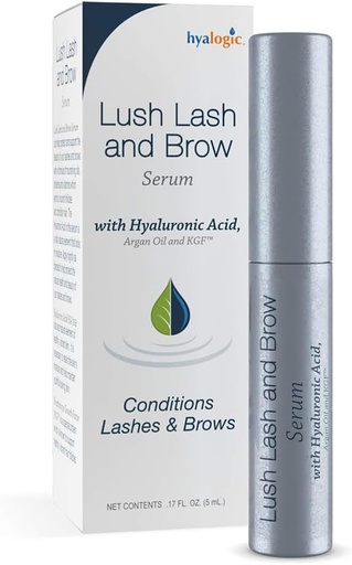 [BRSWIZIKCMOBAHYV] Hyalogic HA Lush Lash and Brow Serum with Hyaluronic Acid, Argan Oil and KGF™ for Lashes & Brows Conditioning - 0.17 Ounce