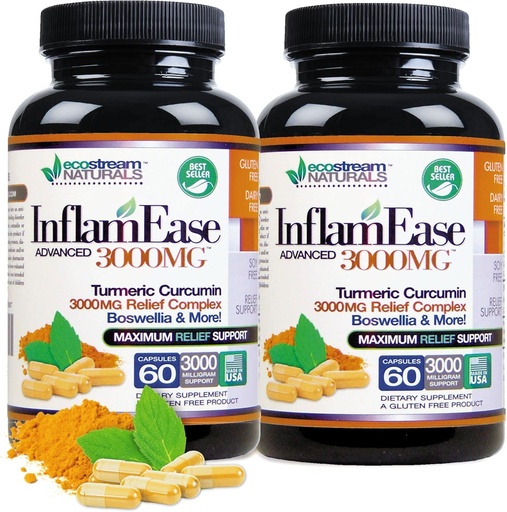 [BRSWGCAOO4CWGYL2] Pack of 2 - Advanced InflamEase with Turmeric, Curcumin, Enzymes and Boswellia - Vegetarian (Packaging May Vary)