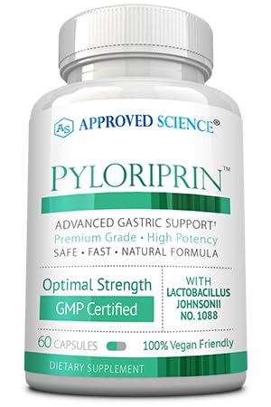 [BRSROGIOOUNBEDQ2] Approved Science Pyloriprin - Advanced Digestive Support for A Healthy Stomach - Zinc L-Carnosine, Probiotic, Broccoli Sprout, Deglycyrrhized Licorice - 60 Capsules - One Month Supply - Vegan