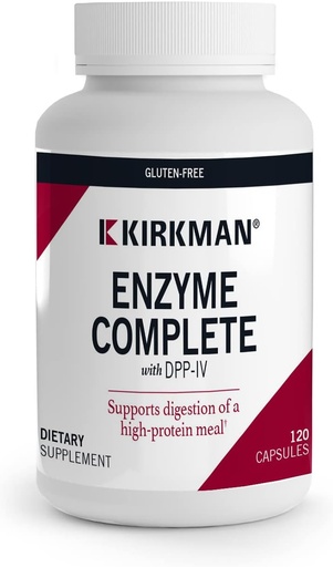 [BRSWGCQPCMBAAYDP] Kirkman - Enzyme Complete/DPP-IV - 120 Capsules - Potent Digestive Aid - Broad Spectrum Digestive Enzyme - Hypoallergenic