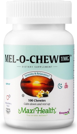 [BRSWIYA4CYAQK3DG] Maxi Health Melatonin 1mg Chewable - Sleep aid Melatonin to Encourage Natural Sleep – Non-Habit Forming Supplement with Enzymax for Fast-Acting Support Kosher (100 Units, 2-Pack)