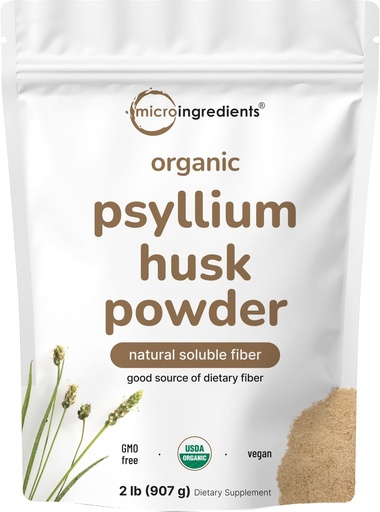 [BRSRM233AAMRGEYU] Micro Ingredients Organic Psyllium Husk Powder, 2lbs (32oz) | Daily Soluble Fiber Supplement | India Origin | Non-GMO, Keto Friendly, Vegan
