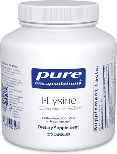 [BRSWIYA4BICQAFT4] Pure Encapsulations L- Lysine - Essential Amino Acid Supplement for Immune Support & Gum, Lip Health* - with L- Lysine HCl - 270 Kapsule