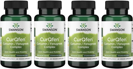 [BRSWGAAKBAFRGGY4] Swanson Controlled Release Curqfen Curcumin/Fenugreek Complex 60 Veg Capsules (4 Pack)