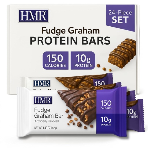 [BRSW2FILBMFQ433P] HMR Fudge Graham Protein Bar | Nutritious Snack to Support Weight Maintenance | Low Calorie Dessert | 10g of Protein | 24 Count