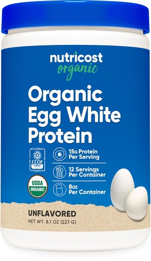 [BRSRAAAEBYHGMEY7] Nutricost Organic Egg White Protein Powder 8oz (Unflavored) - 15 Grams Protein Per Serving, GMO-Free, Gluten Free