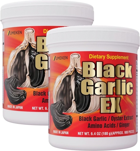 [BRSWGFI7CEGWYHT6] Umeken Black Garlic EX, Fermented Concentrate with Vitamin B, Allicin, Amino Acid, Fermented Black Garlic Supplement, Oyster Extract, Ginger, 4-6 Month Supply, 6.4 Ounce 180g Bottle, Pack of 2