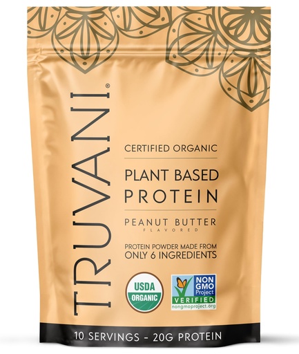 [BRSRMAL3AAPAGD3B] Truvani Organic Plant Based Protein Powder | Peanut Butter | 10 Servings | Vegan | 20g Pea Protein | Keto | Gluten & Dairy Free | Low Carb | No Added Sugar