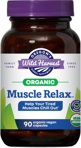 [BRSWIYTYOUIRO3TK] Oregon's Wild Harvest Muscle Relax Organic Herbal Supplement Vegan Capsules with Valerian, Hops and Skullcap - 90 Count