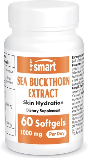 [BRSWIHQBDEOW22Q3] Supersmart - Sea Buckthorn Extract 500 mg - Argousier Extract with Omega 7 - Helps with Digestive Problems | Non-GMO & Gluten Free - 60 Softgels
