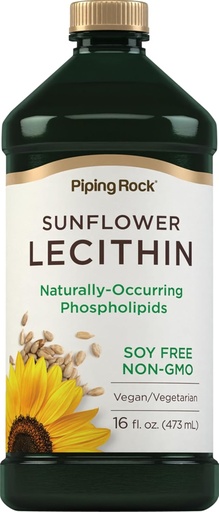 [BRSWKF35AQGRKEAZ] Piping Rock Sunflower Lecithin Liquid Supplement | 16 oz Oil | Naturally-Occurring Phospholipids | Vegan, Soy Free, Non-GMO, Soy Free, Gluten Free