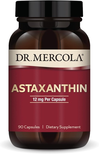 [BRSWGFACCADQO2A3] Dr. Mercola Organic Astaksantiini - 12 mg Astaksantiini - Tehokas antioksidantti Support - Organic Microalgae Extract - Ei-GMO, Gluteeniton & soijaton - 90 kapselia (90 annosta)