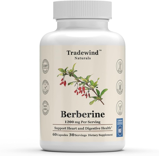 [BRSRAGALOR7RUCIU] Berberine Supplement - Berberine HCl 1200mg - Metabolic Support - Vegan - Non-GMO - Gluten Free - 60 Vegetable Capsules