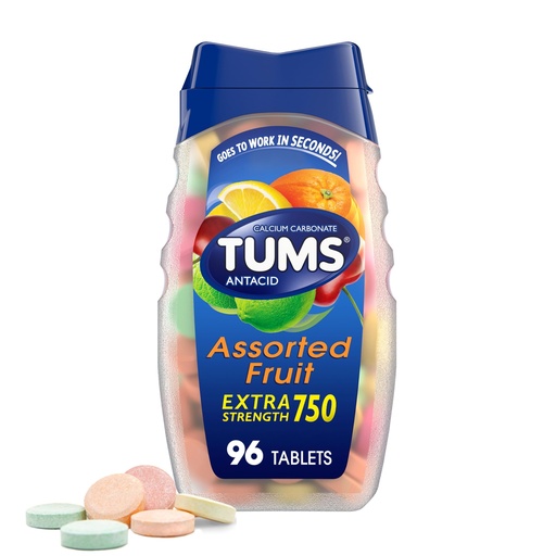 [BRSWIY35A55BSH3O] TUMS Extra Strength Antacid Tablets for Chewable Heartburn Relief and Acid Indigestion Relief, Assorted Fruit Flavors - 96 Count