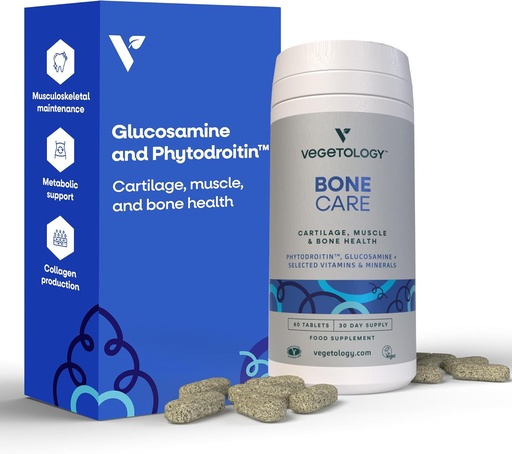 [BRSWKEYZCECGIDTE] Bone Care Bone Health Supplements - Фитодроитин, Глюкозамин, витамин D3 K2 и добавка кальция - Хрящ, мышечная и совместная поддержка - Сила костей вегана (60 граф)