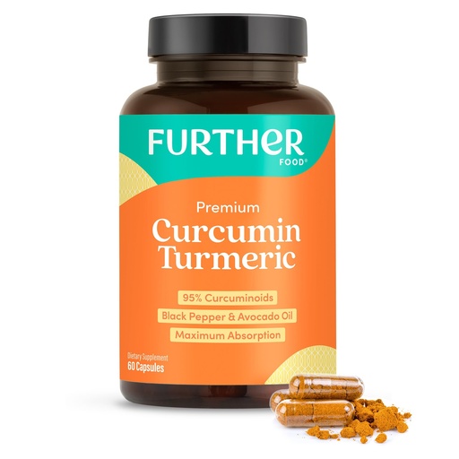 [BRSWYZYBPMGWOF3L] Further Food Premium Curcumin Turmeric Capsules 500mg – Organic, High Potency with Black Pepper & Avocado Oil