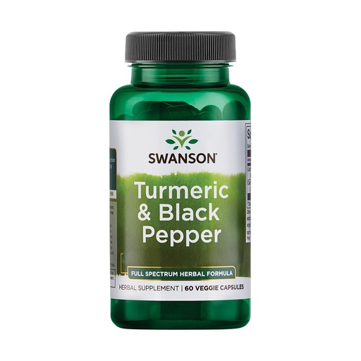 [BRSWGFDQO4GQYET7] Swanson Organic Turmeric & Black Pepper Joint Health Supplement for Active Adults Seeking Anti-Inflammatory Support with Enhanced Bioavailability (60 Vegan Capsules)