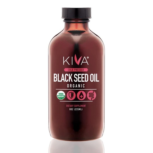 [BRSWIEY5PMBR23I7] Kiva Organic Black Seed Oil - Ultra High 3X Thymoquinone (TQ), Cold-Pressed, 100% Turkish Nigella Sativa Seed Oil, All-Natural Non-GMO Supplement - Vegan, 8 oz (235 ml) Glass Bottle
