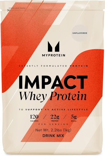 [BRSWIGIKBAJQOHTC] Myprotein Impact Whey Protein Powder, 2.2 Lbs (33 portioner) Osmakad, 22g Protein & 5g BCAA Per Servering, Protein Shake för Superior Performance, Muscle Strength & Recovery, Gluten Free