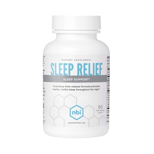 [BRSWGGD3C55RMAY4] NBI Sleep Relief Melatonin Natural Formula | Soothing Bedtime Supplement | Sleep Support with Magnesium and L-Theanine | 60ct Tablets