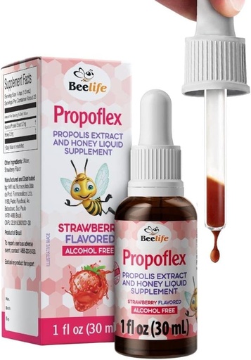 [BRSWYZD2AVYW2ALL] Beelife Propoflex Green Propolis Extract for Kids - No Alcohol Bee Propolis Tincture, High Artepillin-C Levels - Natural Antioxidant-Rich Liquid Supplement - Strawberry Flavor, Made in Brazil, 30ml