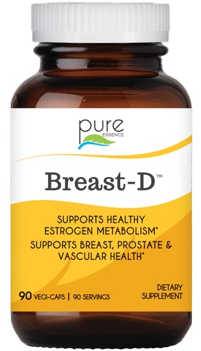 [BRSW2FL4OJ4BG23H] Breast D by Pure Essence - Natural Supplement for Estrogen Balance, Hormonal Acne, and Menopause Support with Vitamin D3, Calcium, Green Tea & Lycopene - 90 Capsules