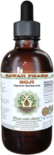 [BRSWKEYHOYNWGHLU] Goji Alcohol-Free Liquid Extract, Organic Goji (Lycium Barbarum) Dried Berry Glycerite Hawaii Pharm Natural Herbal Supplement 4 oz