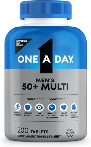 [BRSW2GIPPMCB6GYV] One A Day Men’s 50+ Healthy Advantage Multivitamin, Multivitamin for Men with Vitamins A, C, E, B6, B12, Calcium and Vitamin D, Tablet, 200 Count (Pack of 1)