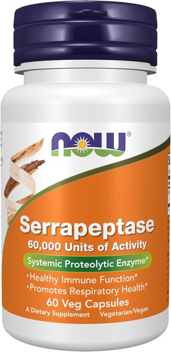 [BRSWYEI7BYCWMDTZ] NOW Foods Supplements, Serrapeptase 60,000 Units of Activity, Promotes Respiratory Health and Immune Function*, 60 Veg Capsules