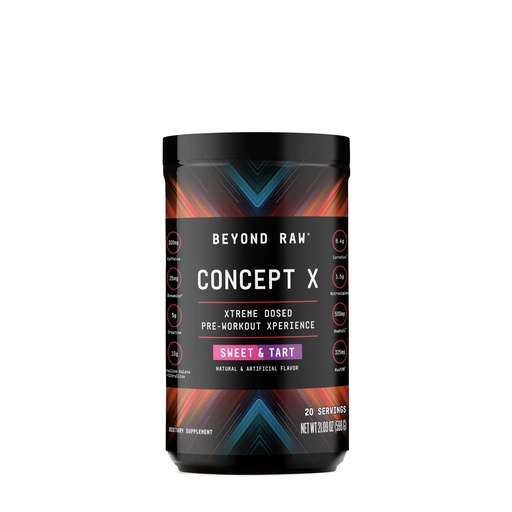 [BRSRMY3QOBYRYFDZ] BEYOND RAW Concept X, Clinically Dosed Pre-Workout Powder, Contains Caffeine, L-Citrulline, Creatine, and Beta-Alanine, Sweet & Tart Flavor, 20 Servings