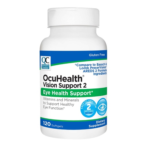 [BRSRMGT7A4FRUDTL] Quality Choice Ocuhealth, Eye Health Vission Support 2 Vitamin & Mineral Supplement Softgels, 120 Count Bottles