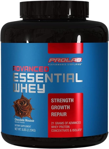 [BRSW2YIFDN5WCYD6] ProLab Advanced Essential Whey Protein Toz, 21g protein, Whey Temp & Isolate Mix ile BCAAs & Digestive Enzymes for Muscle Support & Recovery (Chocolate Mousse, 5 LB)