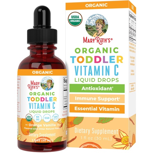 [BRSWYZINCENAYG3K] MARYRUTH'S Organic Toddler Vitamin C Drops for Immunity | Ages 1-3 Years | 15 mg Per Serving | Vitamin C for Immune Support & Overall Health | Vegan | Sugar Free | Gluten Free | Non-GMO | 30 Servings
