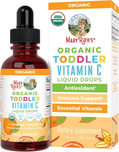 [BRSWYZINCENAYG3K] MaryRuth Organics Kleinkind Vitamin C Tropfen | USDA Organische Vitamin C Flüssigkeitstropfen für Kleinkind | Alter 1-3 Jahre | Vitamin für Immununterstützung & Gesamtgesundheit | Vegan | Non-GMO | Gluten Free | 30 Portionen