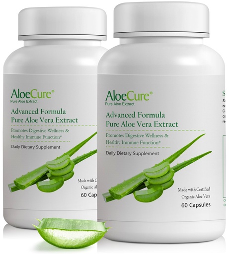 [BRSWKHY4AV4QAYDD] AloeCure Aloe Vera Capsules, Made with Organic Aloe Vera to Gently Support Gut Health & Digestive Comfort, Stomach Acid Buffer, Natural Immune Supplement, Aloin Free, 60 Capsules x 2-Pack